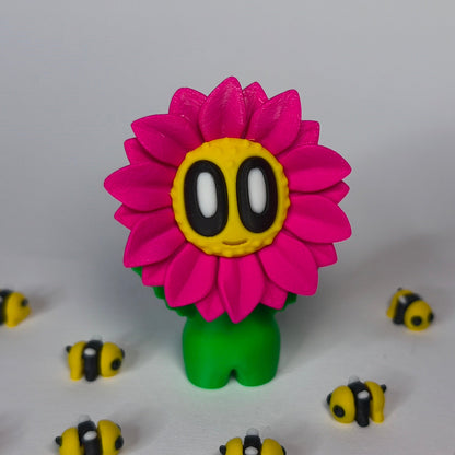 sunny-3d-druck-blume-mit-gesicht in magenta