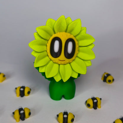 sunny-3d-druck-blume-mit-gesicht in grün