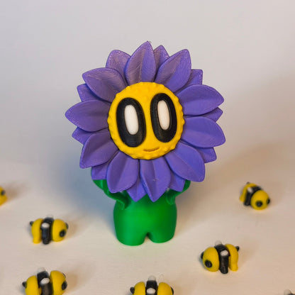 sunny-3d-druck-blume-mit-gesicht in lila