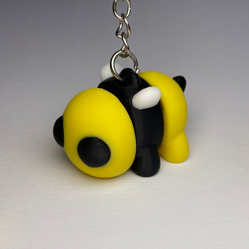 Kleiner 3D-Bienchen Schlüsselanhänger Tinchen – flexible Tierfigur in Gelb-Schwarz 